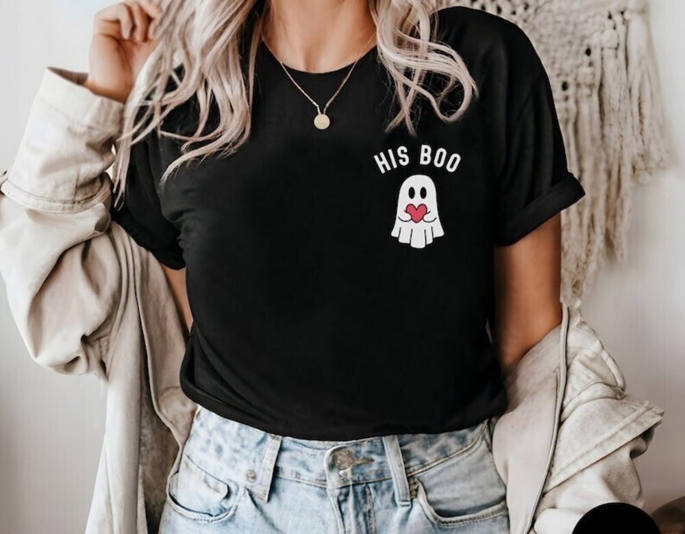 Halloween Couple Shirts Matching Sweatshirt His Hers Spooky Tees Ghost Boo